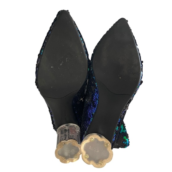 Fashion Sequin Clear Block Heel Ankle Boots Size 7.5 - Picture 4 of 12